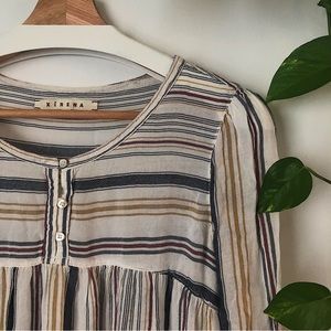 Xírena Neutrals Stripped Tiered Midi Dress